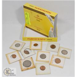 CIGAR BOX OF ASSORTED WORLD COINS
