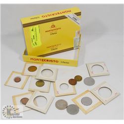 CIGAR BOX OF ASSORTED WORLD COINS