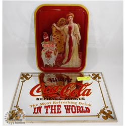 VINTAGE COCA COLA MIRROR & SERVING TRAY