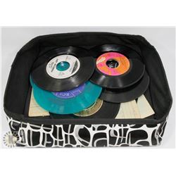 FLAT OF 45 RPM RECORDS INCL GUESS WHO, COLORED