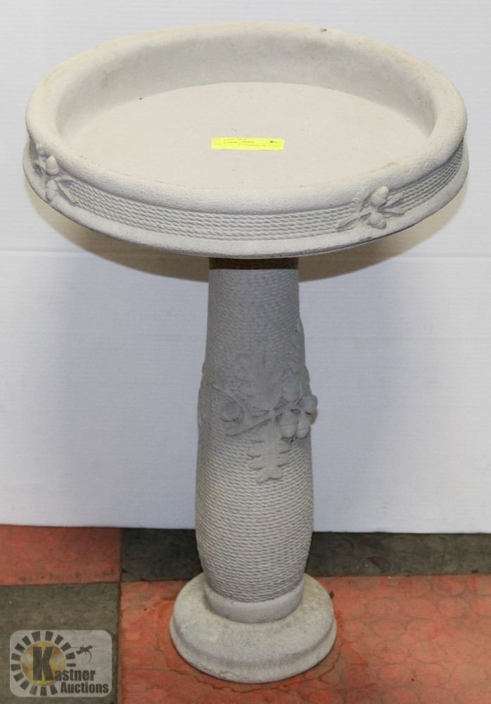 CONCRETE 2 PIECE BIRD BATH 16" X 23" NEW Kastner Auctions