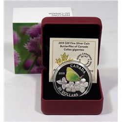 2015 $20 FINE SILVER COIN: BUTTERFLIES OF CANADA