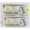 Image 1 : LOT OF TWO 1973 STOCK SHEET CANADIAN $1 BILLS