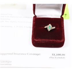 10K YELLOW GOLD EMERALD AND DIAMOND RING