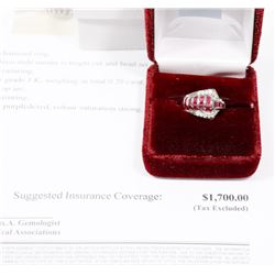 18K WHITE GOLD RUBY AND DIAMOND RING