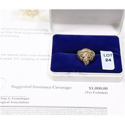 10KT YELLOW GOLD MENS DIAMOND & RUBY RING