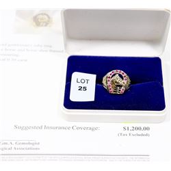 10KT YELLOW & WHITE GOLD MENS RUBY RING