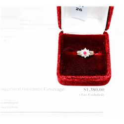 10K YELLOW & WHITE GOLD RUBY AND DIAMOND RING