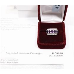 18K WHITE GOLD AMETHYST AND DIAMOND RING