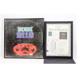 RUSH 2112 BAND SIGNED LP WITH LETTER OF