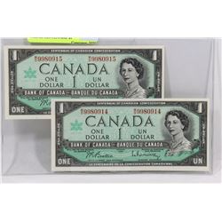 GE UNC CONSEC PAIR 1967 M/O PREFIX CENTENNIAL $1