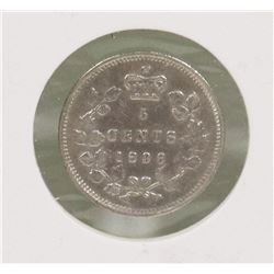 1896 CANADIAN QUEEN VIC SILVER 5 CENT COIN