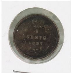 1897 NARROW 8 QUEEN VIC 5 CENT COIN