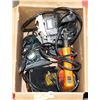 Image 1 : BOX OF ASSORTED POWER TOOLS.