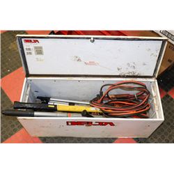 TOOL BOX WITH BOOSTER CABLES, TRIPODS AND MORE...