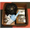 Image 1 : BOX W/HOUSEHOLD ITEMS INCL. HONEYWELL