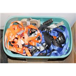 TUB OF ASSORTED ATV & TIE DOWN STRAPS