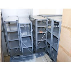LOT OF 7 METAL SHOP SHELVES.