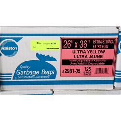 CASE OF 125, 26'X36' YELLOW GARBAGE BAGS,