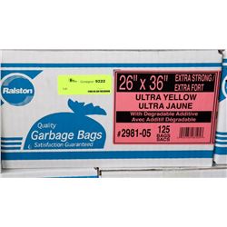 CASE OF 125, 26'X36' YELLOW GARBAGE BAGS,