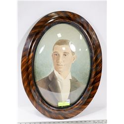 CONVEX ANTIQUE BUBBLE GLASS FRAMED PICTURE