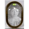 Image 1 : CONVEX ANTIQUE BUBBLE GLASS FRAMED PICTURE