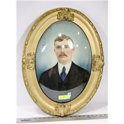 CONVEX ANTIQUE BUBBLE GLASS FRAMED PICTURE