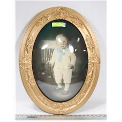 CONVEX ANTIQUE BUBBLE GLASS FRAMED PICTURE