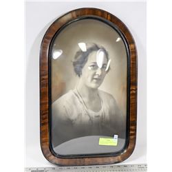 CONVEX ANTIQUE BUBBLE GLASS FRAMED PICTURE