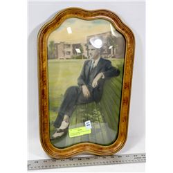CONVEX ANTIQUE BUBBLE GLASS FRAMED PICTURE