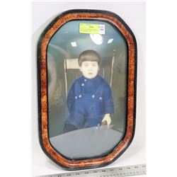 CONVEX ANTIQUE BUBBLE GLASS FRAMED PICTURE