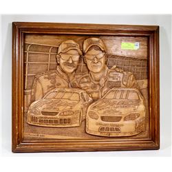 DALE EARNHARDT SR & JR HANDMADE WOOD PICTURE