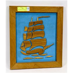HAND MADE WOOD SHIP PICTURE