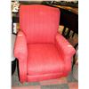 Image 1 : RED FABRIC RECLINING PARLOUR CHAIR.