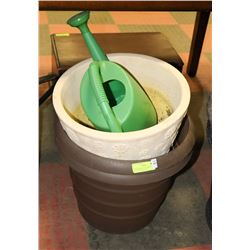 2 NEW BROWN POTS COMPLETE WITH WATER SAUCERS