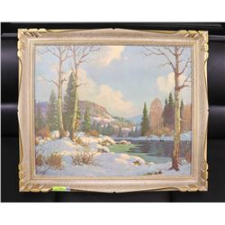 FRAMED ARTWORK TITLED "FOOTHILLS OF THE ROCKIES"