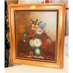 LARGE GOLD TONE FRAMED OIL ON CANVAS