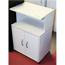 WHITE ROLLING MICROWAVE STAND