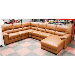 LIGHT BROWN GENUINE LEATHER 6 SEATER SECTIONAL