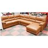 Image 1 : LIGHT BROWN GENUINE LEATHER 6 SEATER SECTIONAL