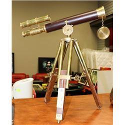 WOOD & BRASS TABLE TOP TELESCOPE