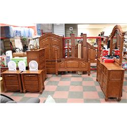 WOOD QUEEN BEDROOM SUITE INCL 7 DRAWER DRESSER