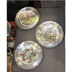 GROUP OF 3 METAL FRAMED PORCELAIN COLLECTOR