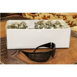 BOX OF BLACK CHANEL STYLE DESIGNER SUNGLASSES