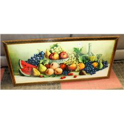 VINTAGE CURVED GLASS FRUIT PICTURE.