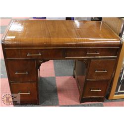 1930S SOLID WOOD DESK, 39"X20"X25".