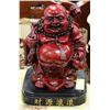 Image 1 : RED SMILING BUDDHA FIGURE 11" TALL