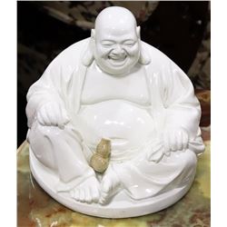 WHITE BUDDHA FIGURE 8" TALL X 9" WIDE