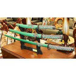 3PC GREEN SHEATH KATANA COLLECTIBLE SWORDS WITH