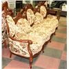 Image 1 : VINTAGE AND CARVED STYLE 4 SEATER UPHOLSTERED SOFA